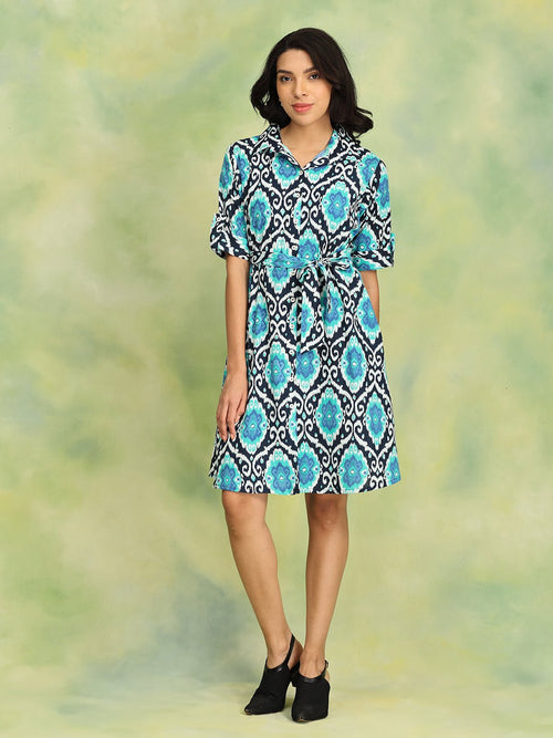 Blue - Blue Odyssey Women's Ikat Dress - Women's Dress