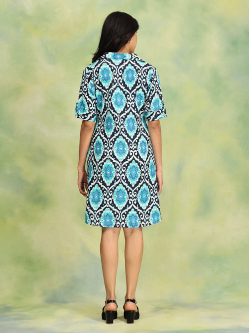 Blue - Blue Odyssey Women's Ikat Dress - Women's Dress