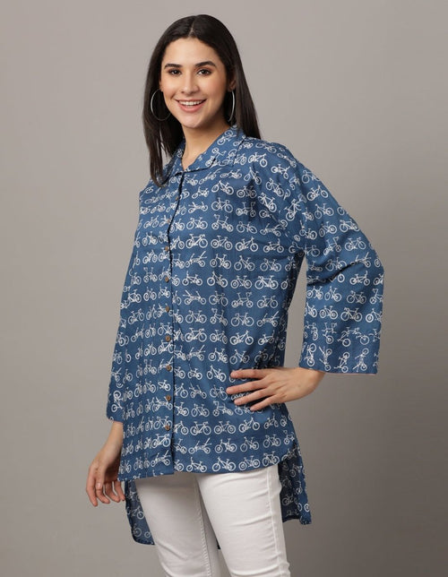 Blue Wheelies Womens Oversized Shirt - WNT-BLCYP-S