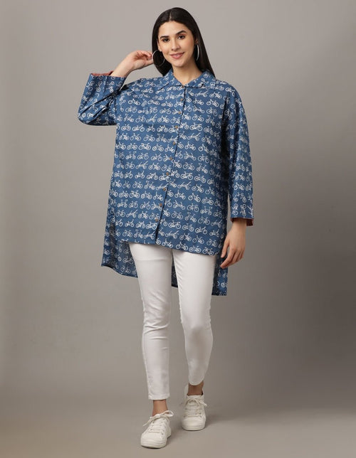 Blue Wheelies Womens Oversized Shirt - WNT-BLCYP-S