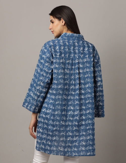 Blue Wheelies Womens Oversized Shirt - WNT-BLCYP-S