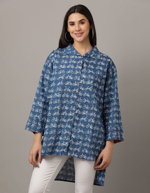 Blue Wheelies Womens Oversized Shirt - WNT-BLCYP-S