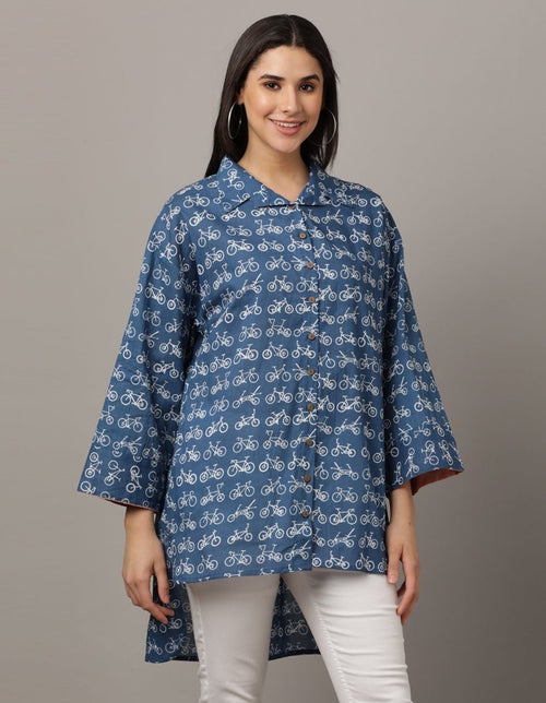 Blue Wheelies Womens Oversized Shirt - WNT-BLCYP-S