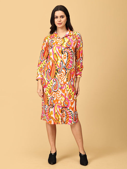 Multi Color Me Crazy Women's Shirt Dress - Women's Dress