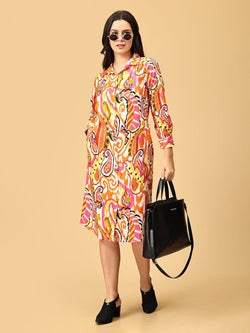 Multi Color Me Crazy Women's Shirt Dress - Women's Dress