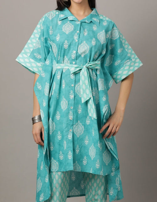 Ocean Waves Printed Kaftan Co-Ord Set - WES-ATLCO-S