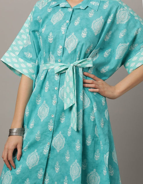 Ocean Waves Printed Kaftan Co-Ord Set - WES-ATLCO-S