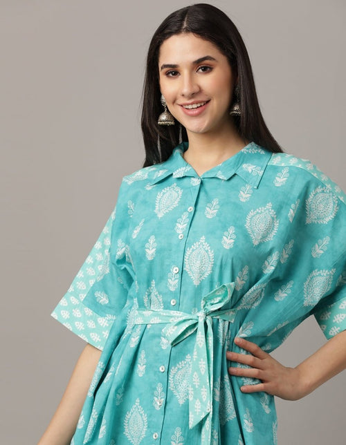 Ocean Waves Printed Kaftan Co-Ord Set - WES-ATLCO-S