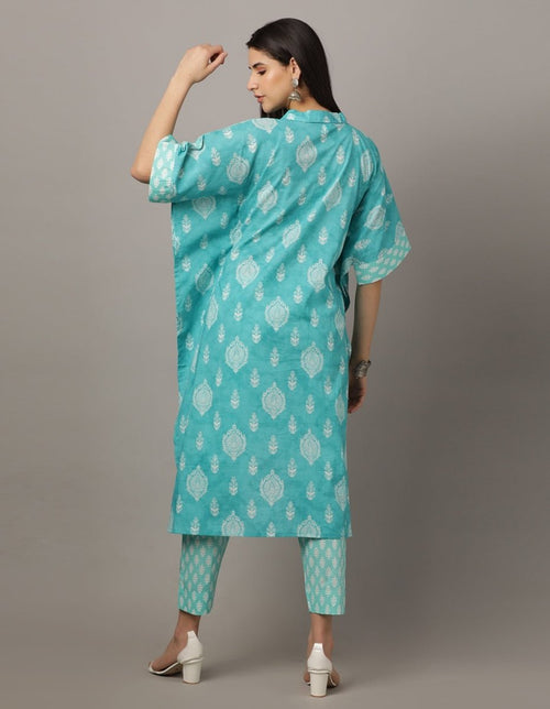 Ocean Waves Printed Kaftan Co-Ord Set - WES-ATLCO-S