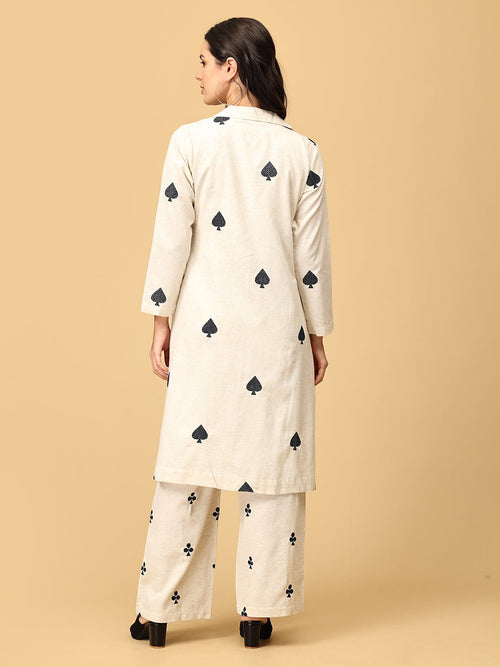 Off - white Queen of Spades Women's Co Ord Set With Jacket - Women's Co - ord Set