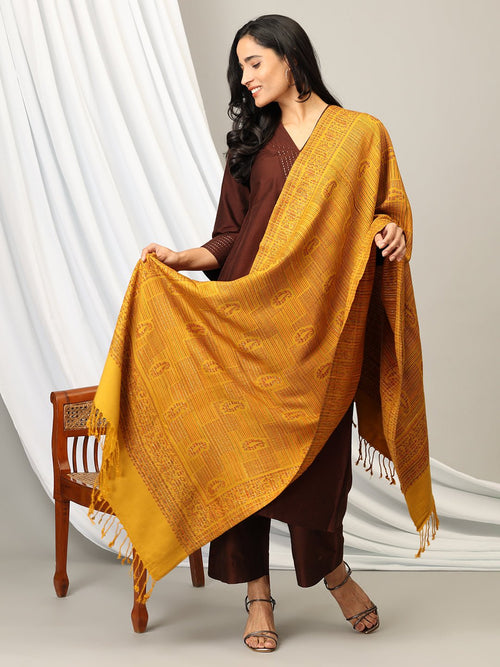 Onesize Amber Embrace Acrylic Woolen Stole - Winter Stoles