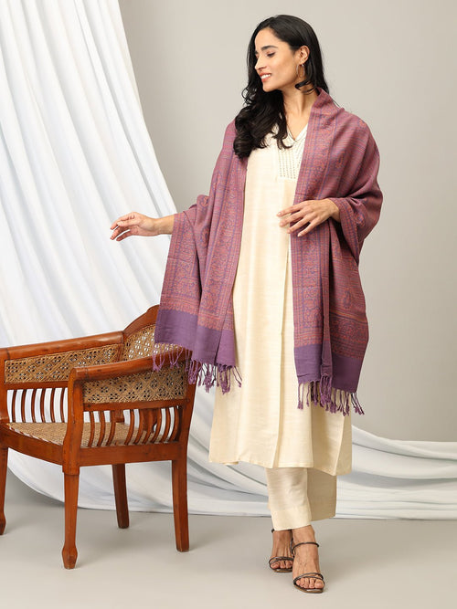 Onesize Grape Cozy Acrylic Woolen Stole - Winter Stoles