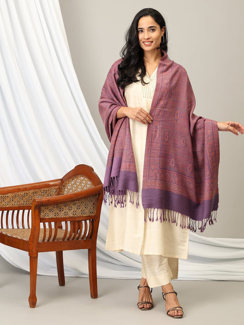 Onesize Grape Cozy Acrylic Woolen Stole - Winter Stoles