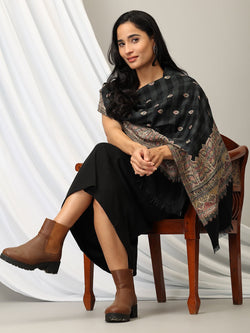 Onesize Noir Elegance Acrylic Woolen Stole - Winter Stoles