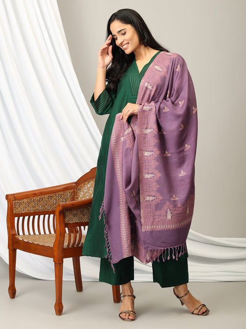 Onesize Orchid Frost Acrylic Woolen Stole - Winter Stoles