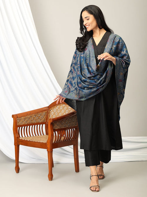 Teal Dream Acrylic Woolen Stole - Winter Stoles