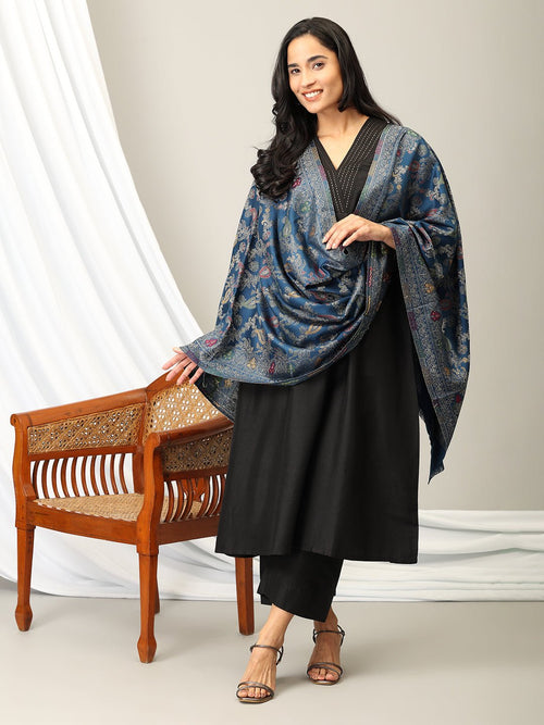 Teal Dream Acrylic Woolen Stole - Winter Stoles