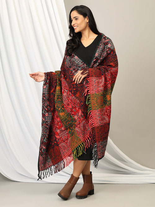 Onesize Winter Wonderland Acrylic Woolen Shawl - Winter Stoles