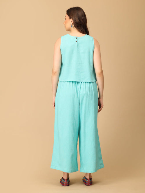 S Aqua About It Embroidered Women's Co ord Set - Women's Co - ord Set