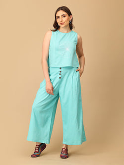 S Aqua About It Embroidered Women's Co ord Set - Women's Co - ord Set