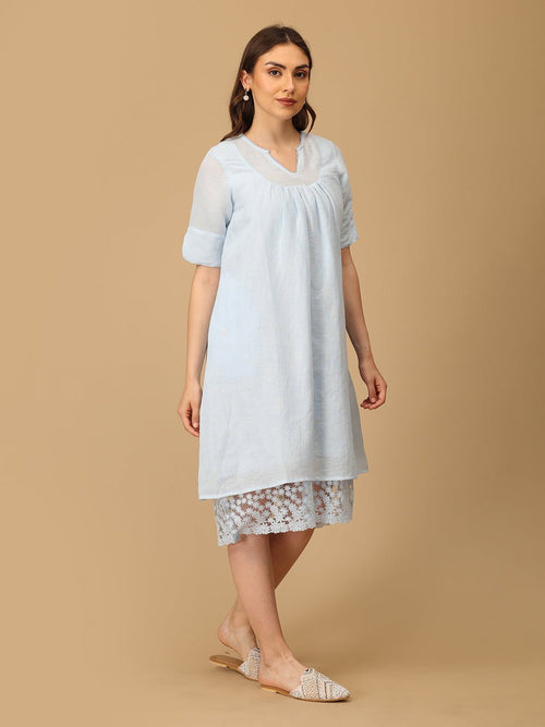 Blue Barely Blue Linen Women's Dress - Women's Dress