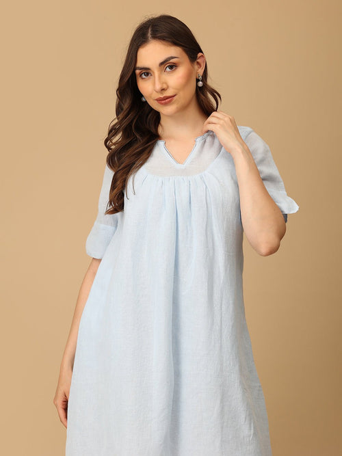 Blue Barely Blue Linen Women's Dress - Women's Dress