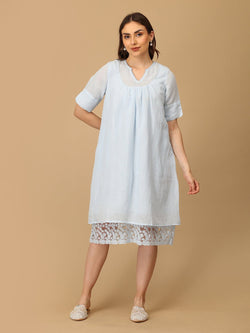 Blue Barely Blue Linen Women's Dress - Women's Dress