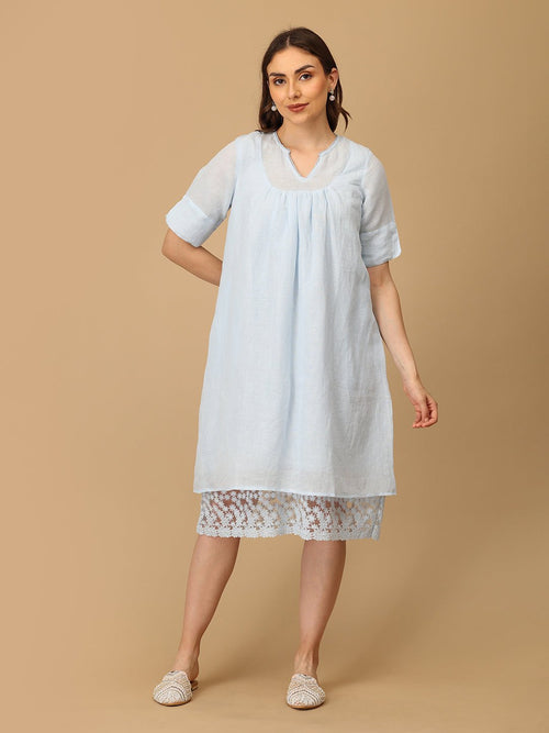 Blue Barely Blue Linen Women's Dress - Women's Dress