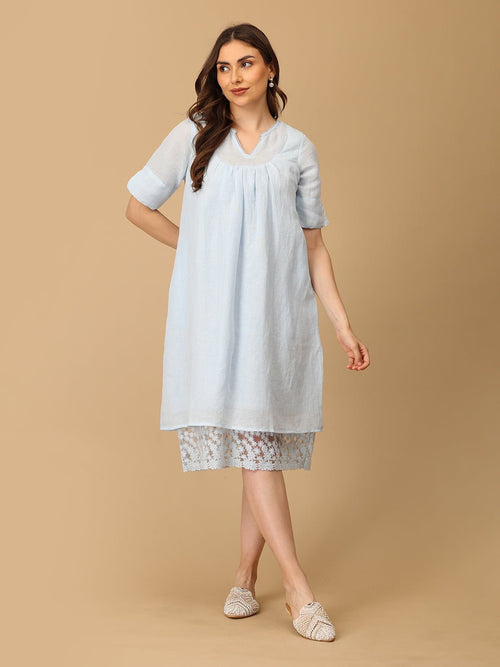 Blue Barely Blue Linen Women's Dress - Women's Dress
