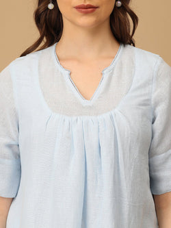 Blue Barely Blue Linen Women's Dress - Women's Dress