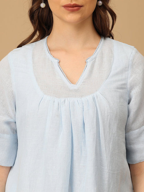 Blue Barely Blue Linen Women's Dress - Women's Dress