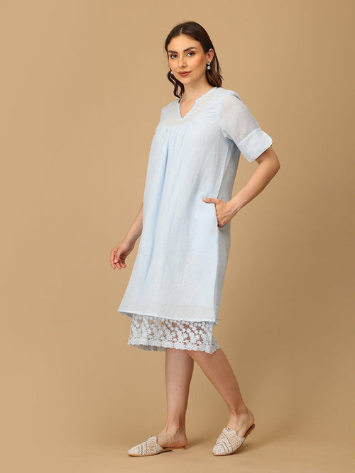 Blue Barely Blue Linen Women's Dress - Women's Dress