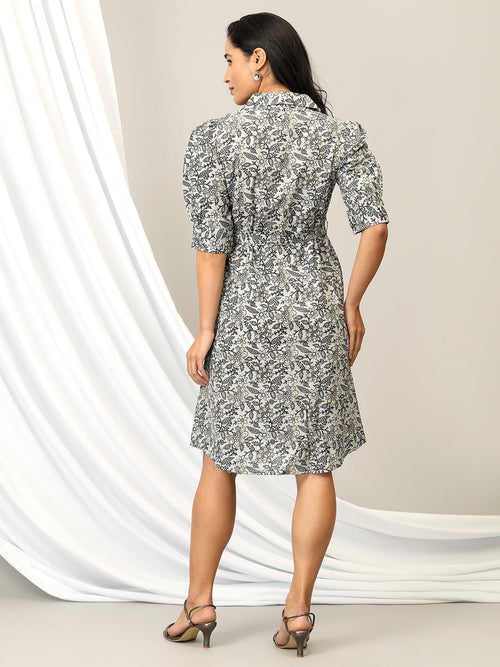 S Barely Grey Floral Women's A - Line Dress - Women's Dress