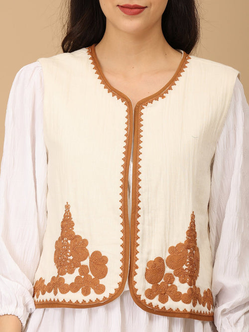 Beige - Beige the Way Women's Embroidered Vest Top - Women's Tops