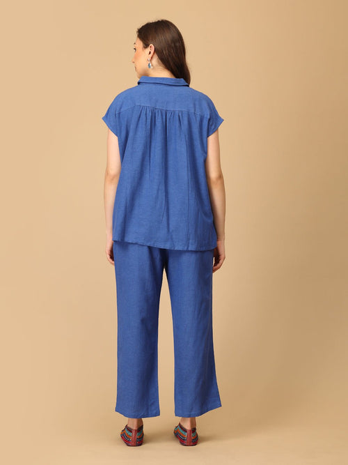 S Blue Fly High Embroidered Women's Co ord Set - Women's Co - ord Set