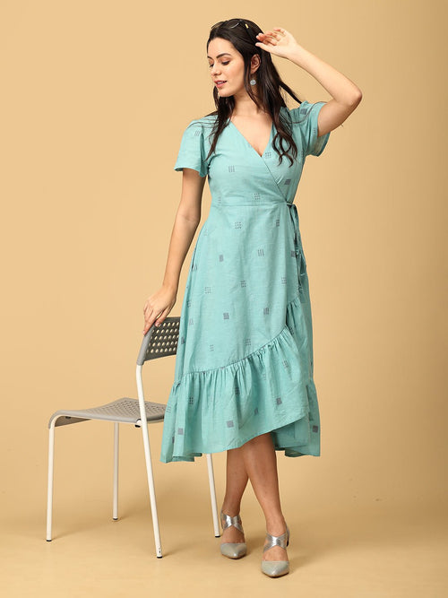 Blue - Blue Looming Beauty Women's Wrap Dress - Women's Dress