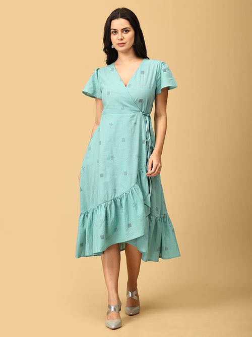 Blue - Blue Looming Beauty Women's Wrap Dress - Women's Dress