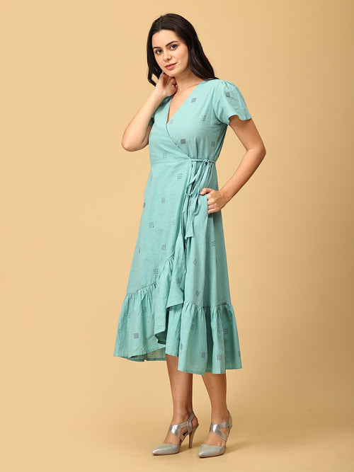 Blue - Blue Looming Beauty Women's Wrap Dress - Women's Dress