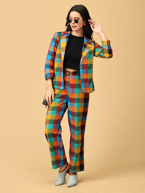 S Checkmate Chic Women's Trouser and Jacket Set - Women's Co - ord Set