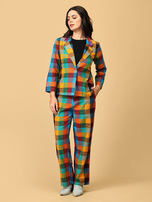 S Checkmate Chic Women's Trouser and Jacket Set - Women's Co - ord Set