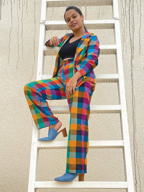 S Checkmate Chic Women's Trouser and Jacket Set - Women's Co - ord Set