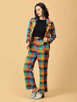 S Checkmate Chic Women's Trouser and Jacket Set - Women's Co - ord Set