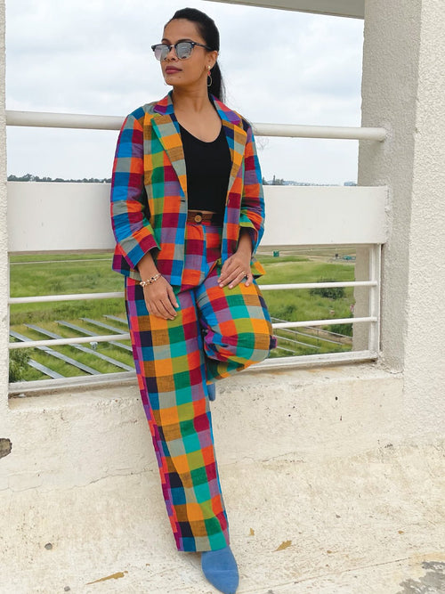 S Checkmate Chic Women's Trouser and Jacket Set - Women's Co - ord Set