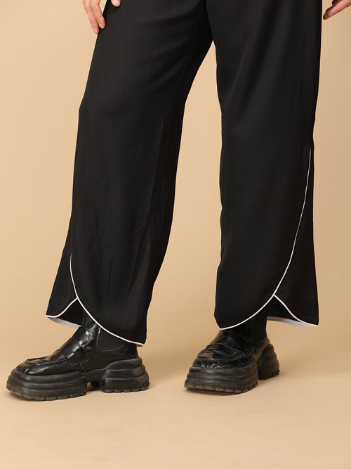 Black Classic Contrast Women's Trousers - Women's Bottoms