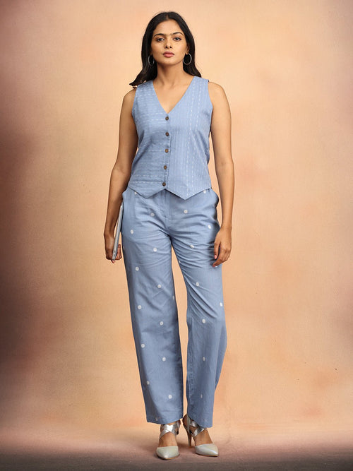 S Cloud Nine Women's Handloom Vest Pant Set - Women's Co - ord Set