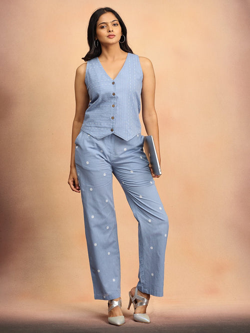 S Cloud Nine Women's Handloom Vest Pant Set - Women's Co - ord Set