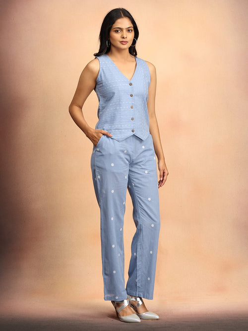 S Cloud Nine Women's Handloom Vest Pant Set - Women's Co - ord Set