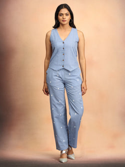 S Cloud Nine Women's Handloom Vest Pant Set - Women's Co - ord Set