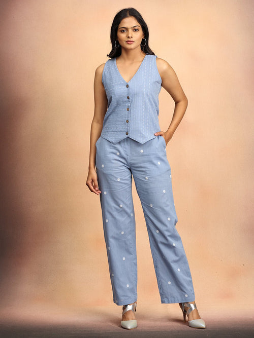 S Cloud Nine Women's Handloom Vest Pant Set - Women's Co - ord Set