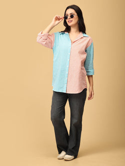 S Color Carnival Oversized Shirt - Women Oversized Tops